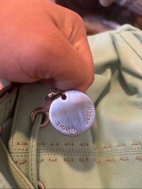 Sigrid Olsen Mint Green Leather Drawstring Shoulder Bag